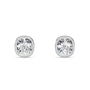 Cushion Cut Bezel Setting Lab-Grown Diamond Stud Earrings Owolite 4