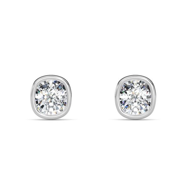 Cushion Cut Bezel Setting Lab-Grown Diamond Stud Earrings Owolite 1