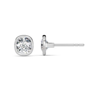 Cushion Cut Bezel Setting Lab-Grown Diamond Stud Earrings Owolite 5