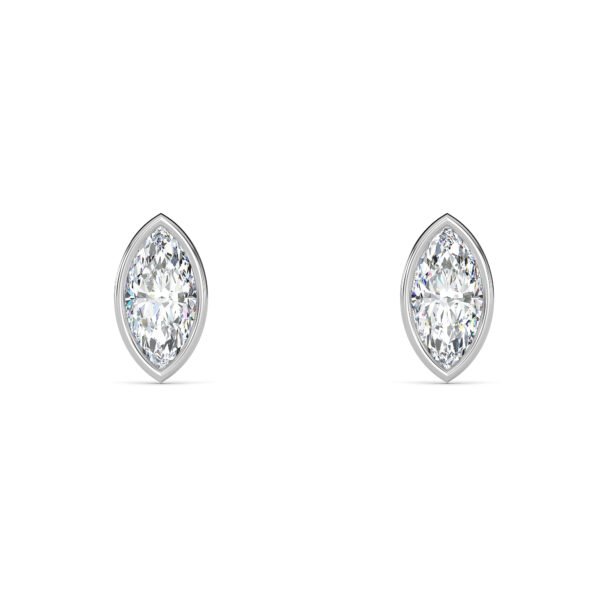 Marquise Cut Bezel Setting Lab-Grown Diamond Stud Earrings Owolite 1