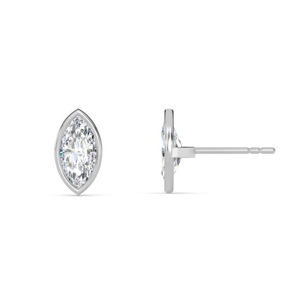 Marquise Cut Bezel Setting Lab-Grown Diamond Stud Earrings Owolite 2