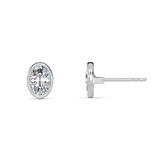 Oval Cut Bezel Setting Lab-Grown Diamond Stud Earrings Owolite 2