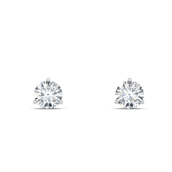 Round Cut Three-Prong Lab-Grown Diamond Stud Earrings Owolite 1